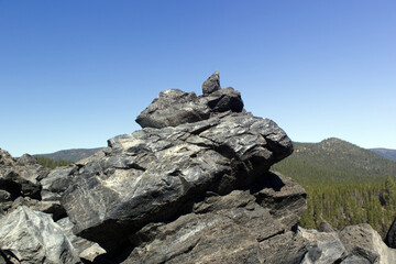 Inspirational rocks as seen from the top of a hill in the pacific northwest.