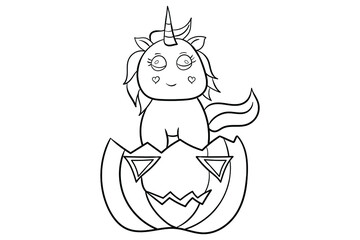 Halloween unicorn Coloring page. Premium Vector