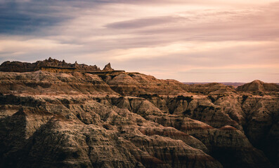 sunset over the badlands