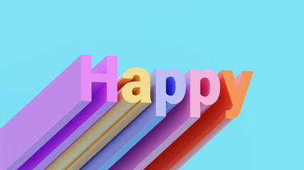 Happy word on blue background
