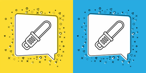Set line Chainsaw icon isolated on yellow and blue background. Vector