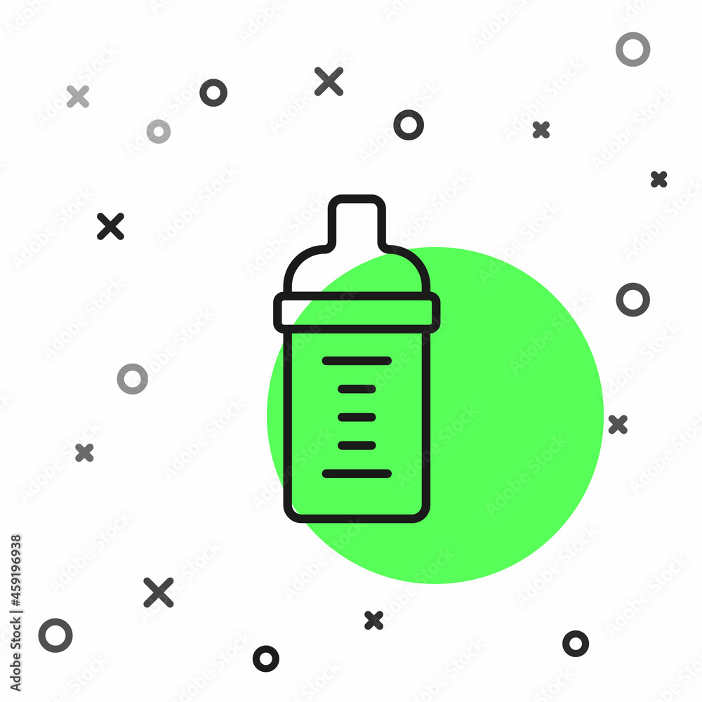 Canvas Prints Black line Baby milk in a bottle icon isolated on white background. Feeding bottle icon. Vector