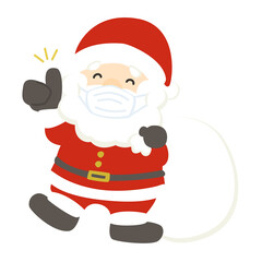 マスクをして親指を立てるサンタクロースのイラスト