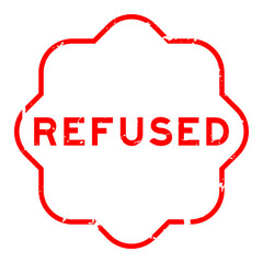 Grunge red refused word rubber seal stamp on white background