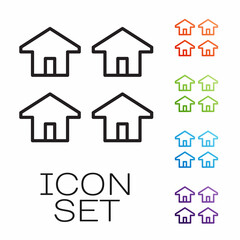 Black line House icon isolated on white background. Real estate agency or cottage town elite class. Set icons colorful. Vector