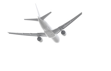 Passenger aircraft taking off isolated on white background with clipping path