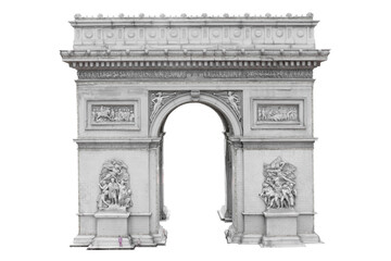 Arc de Triomphe, Paris, France isolated on white background with clipping path - obrazy, fototapety, plakaty
