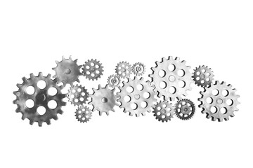 Connect gears isolated on white background with clipping path