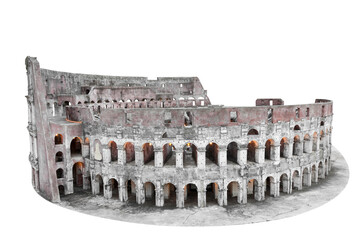 Colosseum in Rome, Italy vintage architecture isolated on white background with clipping path