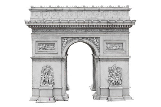 Arc de Triomphe, Paris, France isolated on white background with clipping path