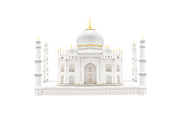 Taj Mahal, Agra India isolated on white background with clipping path