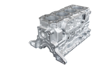 The image of cylinder block of car engine isolated on white background with clipping path