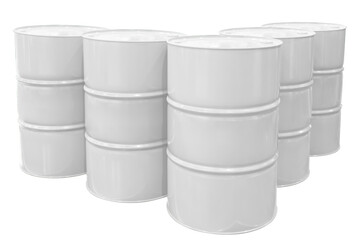  White Metal barrels isolated on white background with clipping path