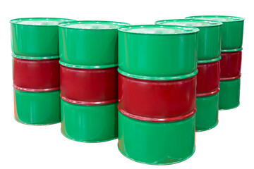 Group Metal barrels isolated on white background with clipping path