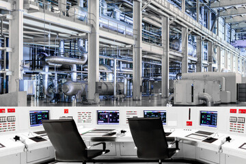 Control room of devices in modern thermal power plants