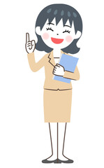 ファイルを持って笑顔の若いビジネスウーマン