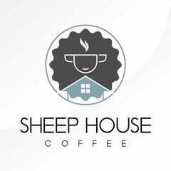 Simple and unique coffee cup like head sheep and house image graphic icon logo design abstract concept vector stock. can be used as symbol or relating to animal and property