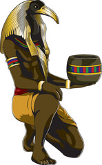 Colored illustration of the Ancient Egyptian diety, Thoth