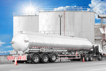 Tanker Truck to transport fuel in industrial petrolium plant