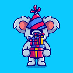 happy new year koala brings a pile of gifts