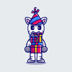 happy new year zebra brings a pile of gifts © Cikiz