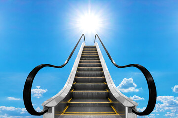 Escalator is shortcut to success concept