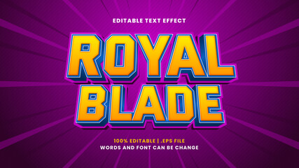 Naklejka na ściany i meble Royal blade editable text effect in modern 3d style
