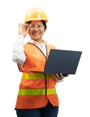 Female asian engineer or technician hold notebook