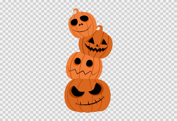Halloween party with pile of pumpkins isolated  on png or transparent, blank space for text,element template for poster,brochures,online sale marketing  advertising,vector illustration