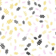Light Multicolor vector seamless abstract pattern with leaves, branches.