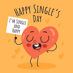 Naklejka na ściany i meble Single Day celebration banner poster card flat cartoon illustration