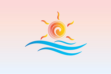 Sun logo vector swirly waves icon vector image graphic illustration template