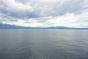 Fototapeta premium Beppu Cruise Port and Peppu Bay in Oita, Japan - 日本 大分県 別府湾 別府港 