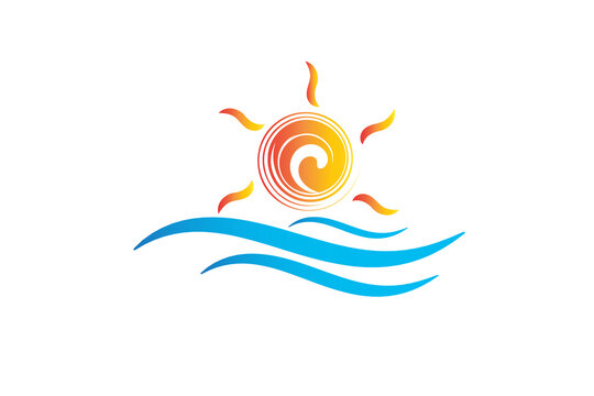 Sun logo vector swirly waves icon vector image graphic illustration template