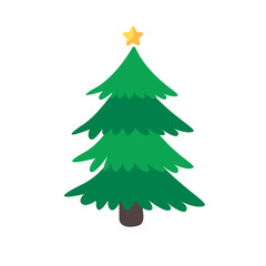 Obraz premium Christmas tree. Green pine tree decorated with stars for Christmas decorations.