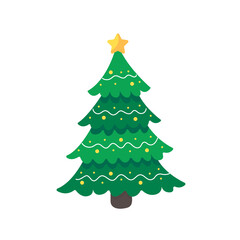 Christmas tree. A pine tree decorated with colorful lights to celebrate Christmas.