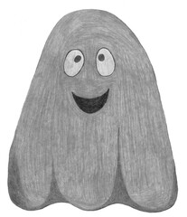 Hand Drawn Halloween Ghost Isolated on White Background.