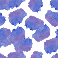 Seamless Pattern with Blue and Violet Watercolor Spots.