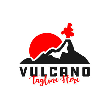 erupting volcano inspiration illustration logo design