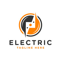 electric voltage inspiration illustration logo with letter N
