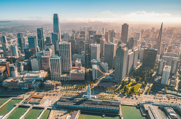 San Francisco Cityscape Aerial View skyline downtown from above