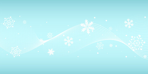 Fototapeta na wymiar Christmas background with snowflakes and wavy lines