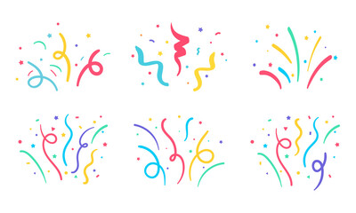 Confetti vector. colorful rolls of paper Confetti floating from the birthday party fireworks