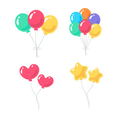 Balloon vector. colorful balloons tied with string for kids birthday party
