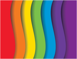 Abstract vector rainbow papers background. Flat design style, colorful bright curves and shadows. Trendy simple template.