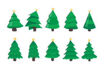 Fototapeta premium Christmas tree. Green pine tree decorated with stars for Christmas decorations.