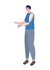man with prosthesis arm