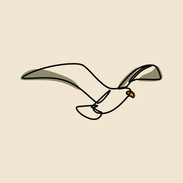 Albatros bird animal oneline continuous line art premium vector © Galih