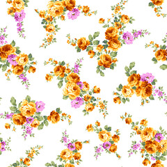 Seamless pattern with a beautiful bouquet of roses,