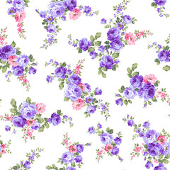 Fototapeta na wymiar Seamless pattern with a beautiful bouquet of roses,